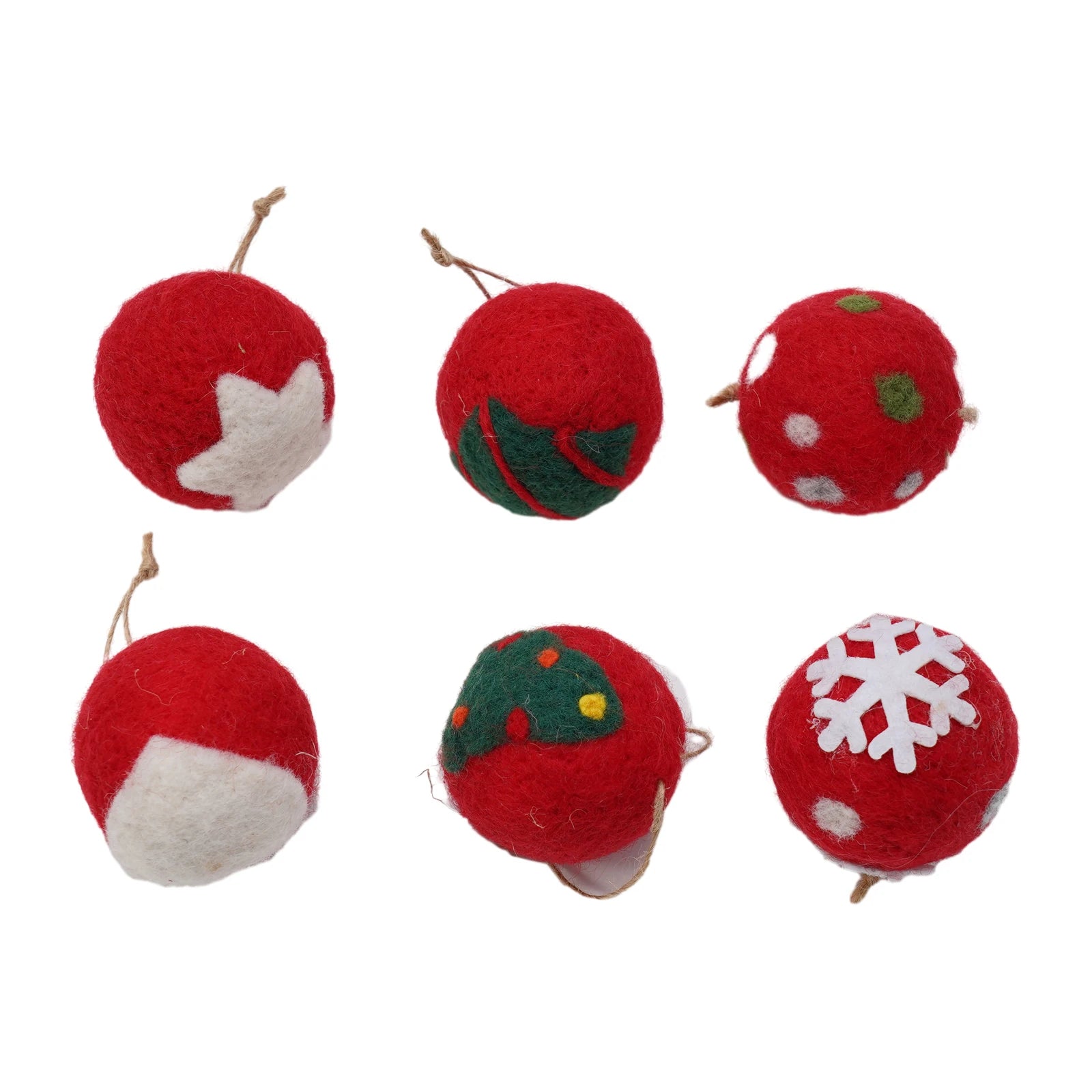 6/36 pçs bolas de natal bola de feltro de lã globo de neve decorações de árvore
