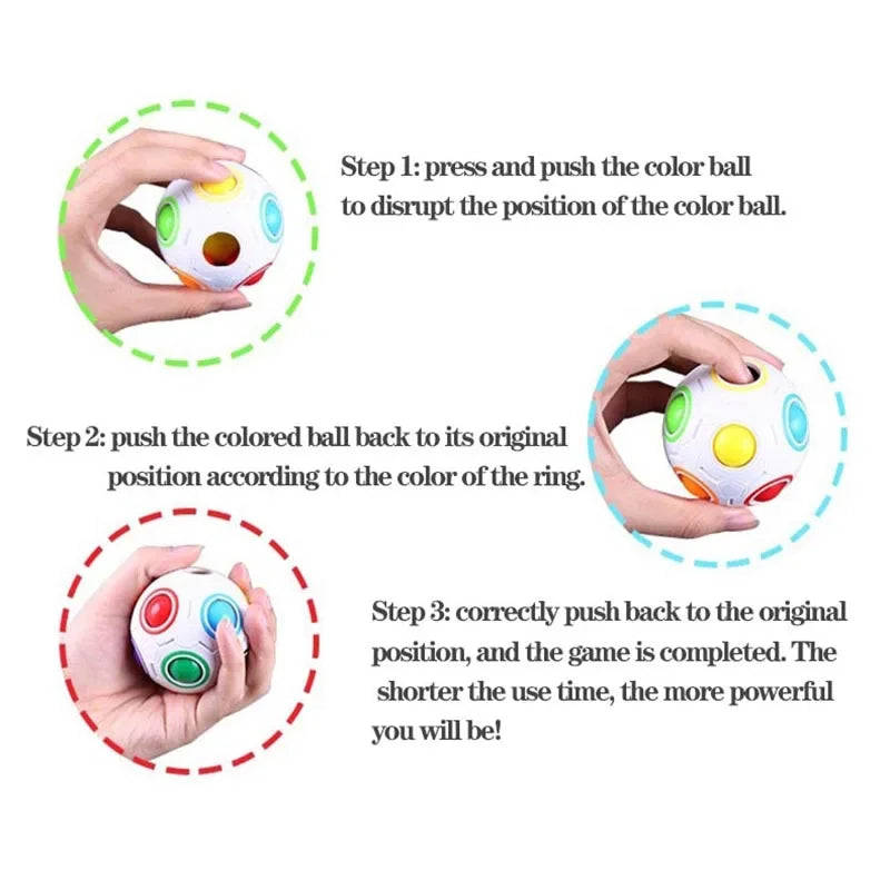 Arco-íris mágico quebra-cabeça bola velocidade cubo bola diversão alívio do estresse cérebro teaser 3d quebra-cabeça brinquedo para crianças adolescente adulto