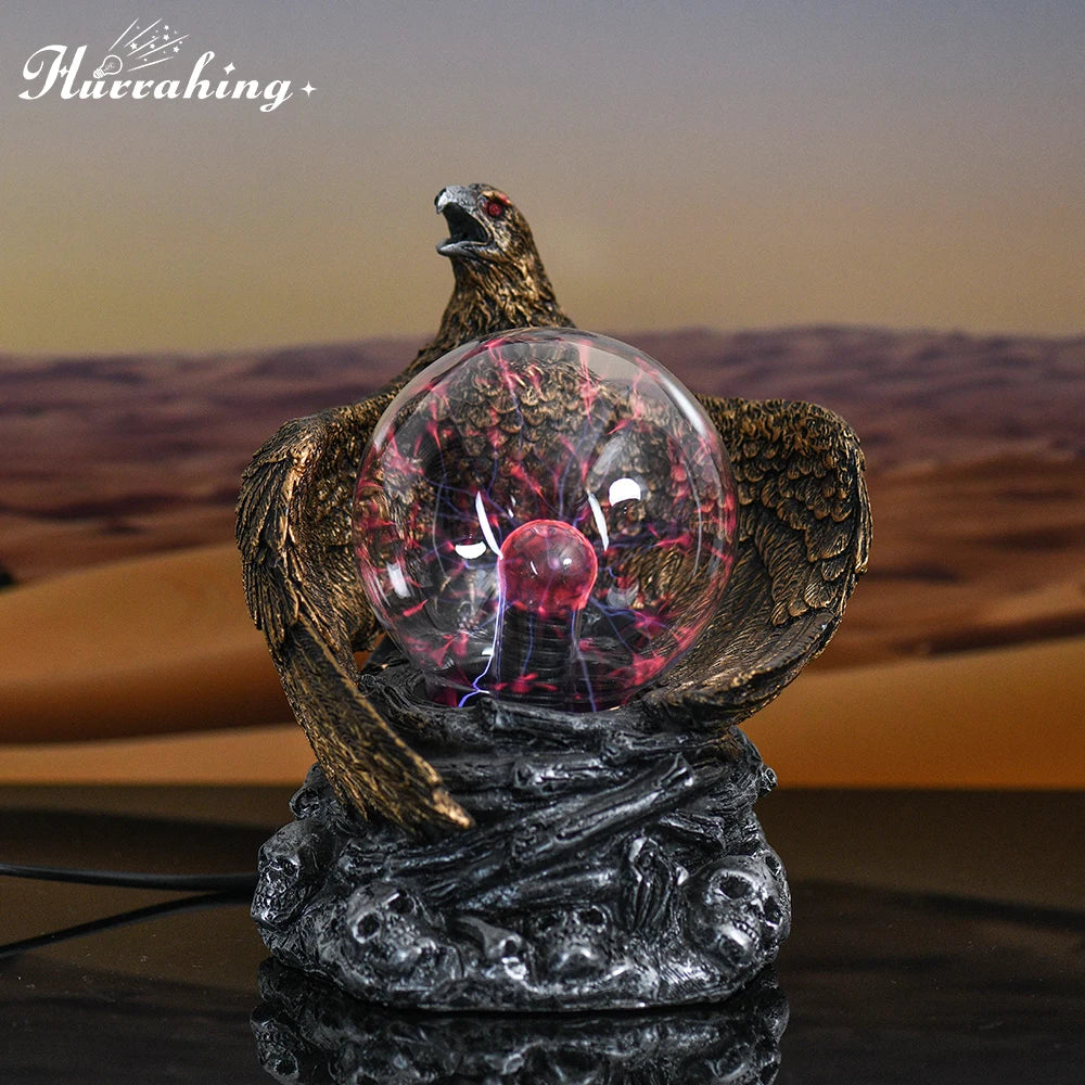 Lâmpada de plasma de cristal de águia americana, bola de vidro de 4 espaços