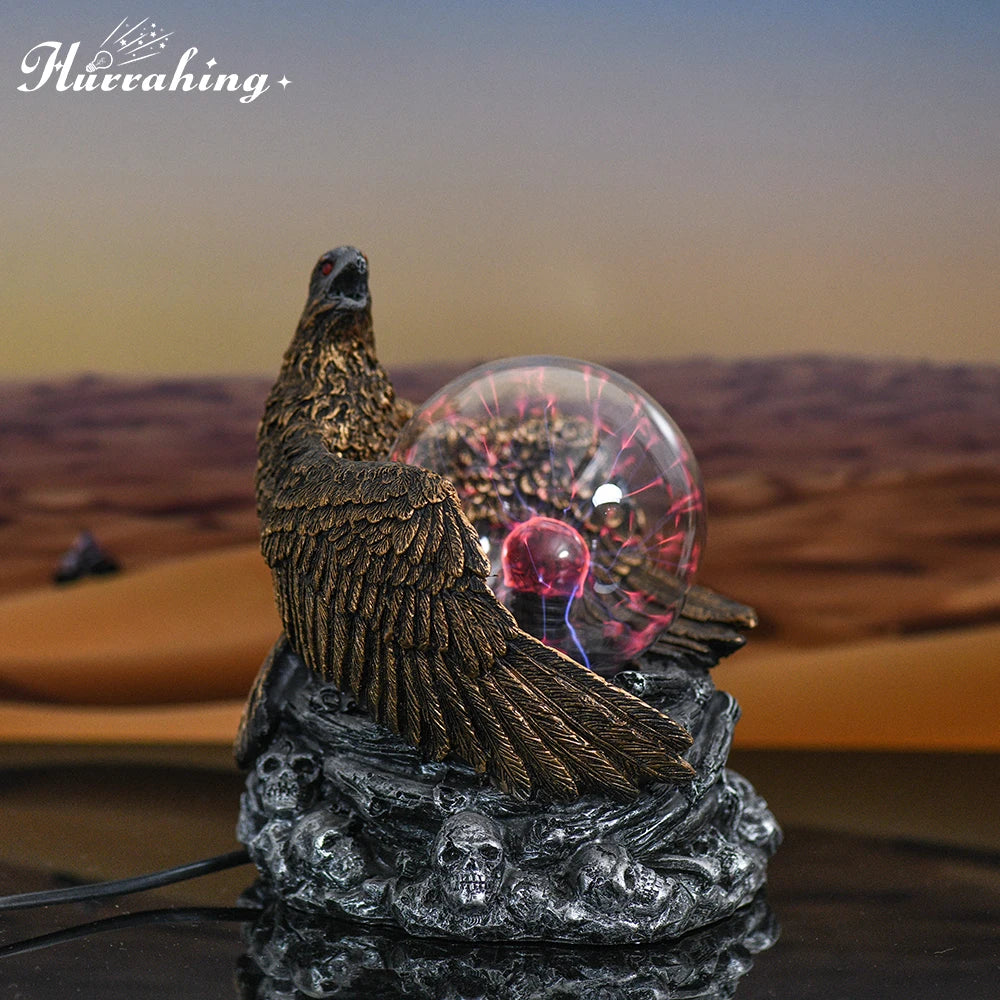 Lâmpada de plasma de cristal de águia americana, bola de vidro de 4 espaços