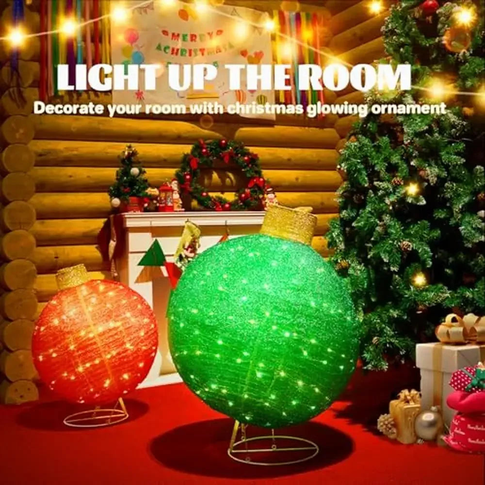 Conjunto de enfeites de natal iluminados ao ar livre com 180 luzes LED 8 funções pop-up grandes decorações de bola