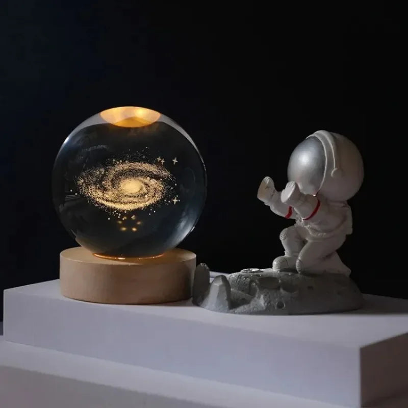 Sistema solar 3D bola de cristal luminosa saturno planetas esfera de vidro bolas decorativas