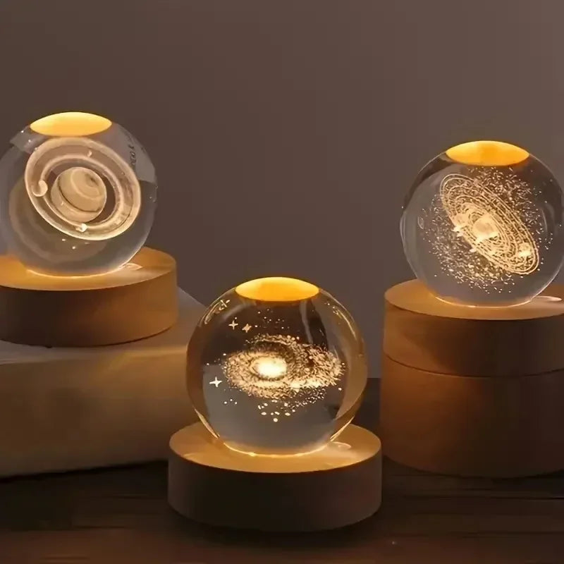 Sistema solar 3D bola de cristal luminosa saturno planetas esfera de vidro bolas decorativas