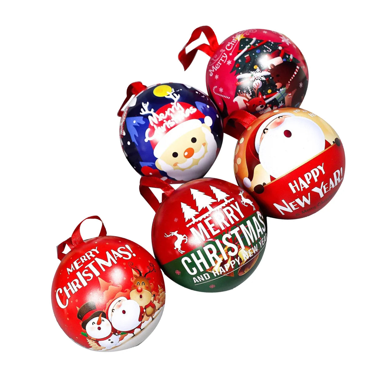 5 Pcs Caixas de Presente de Natal Folha de Flandres , Bola Decorações de Árvore