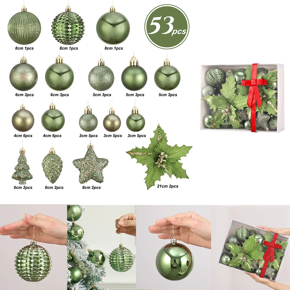 bola de natal ornamentos esferas 53/54 pçs 21cm