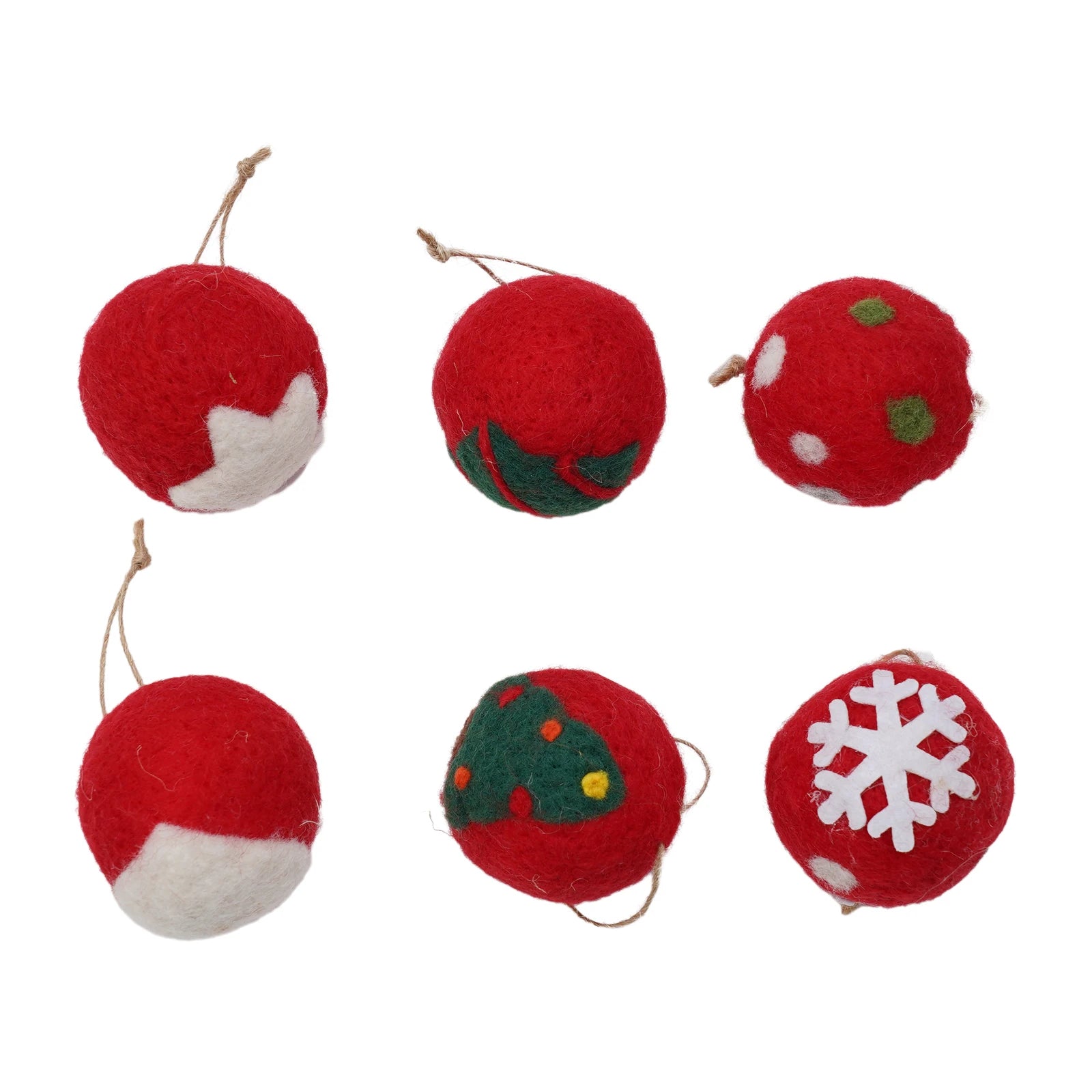 6/36 pçs bolas de natal bola de feltro de lã globo de neve decorações de árvore