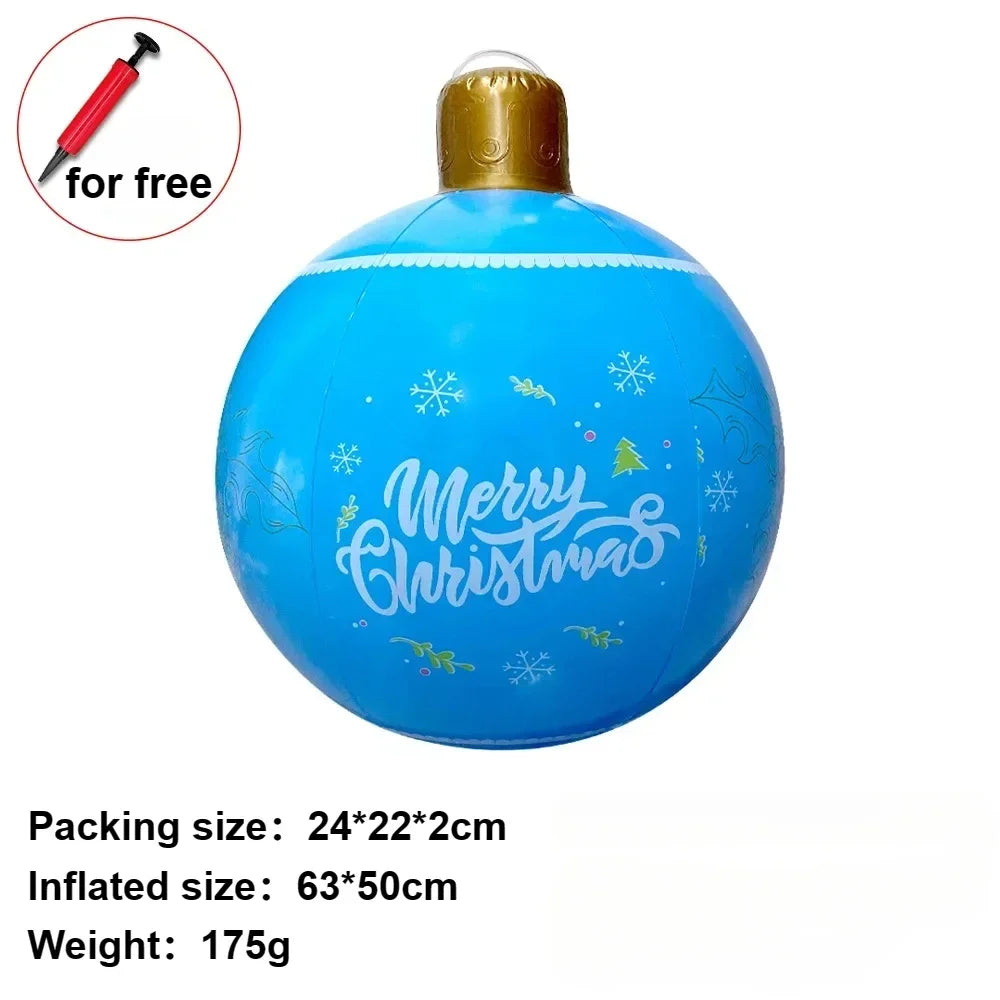 1 pçs 60cm grandes bolas de natal pvc bolas de plástico infláveis gigantes de árvore de natal