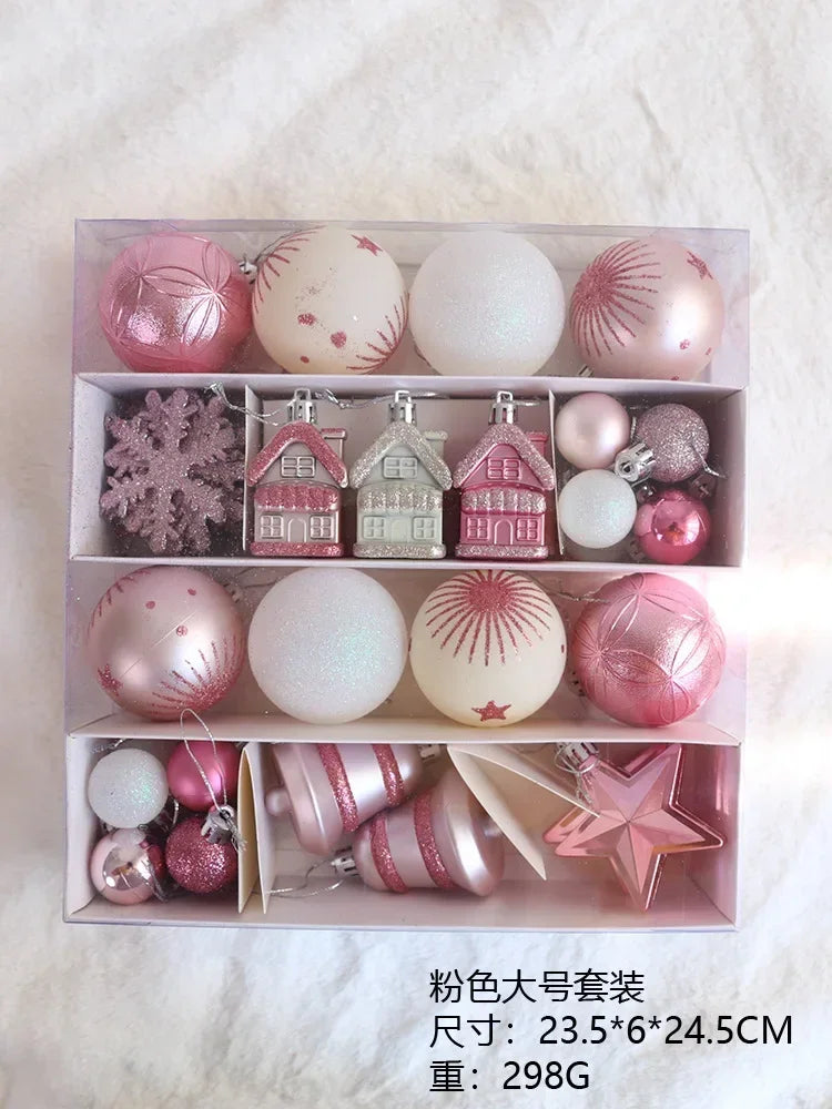 Rosa bola de natal decoração árvore de natal pendurado pingente bola de plástico