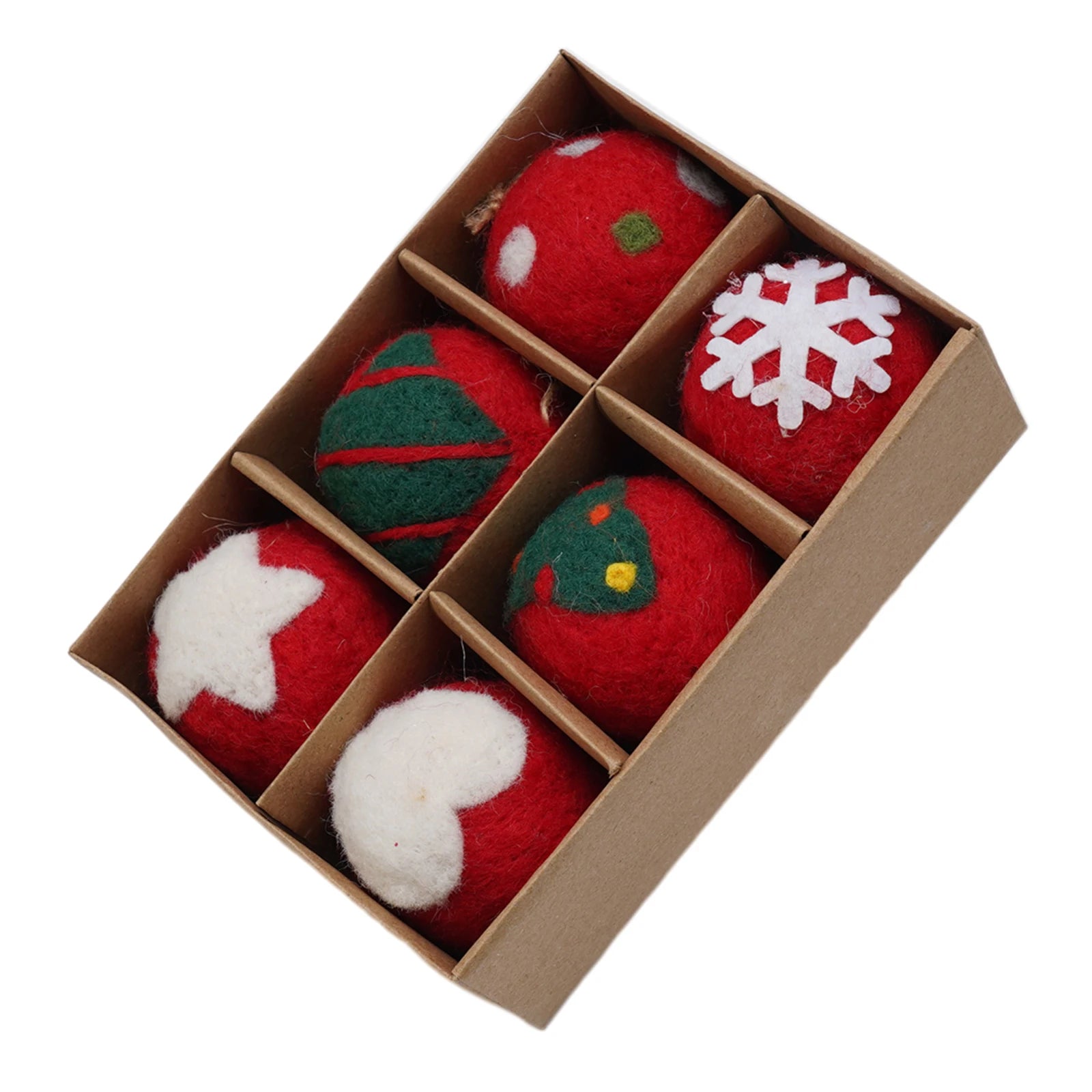 6/36 pçs bolas de natal bola de feltro de lã globo de neve decorações de árvore