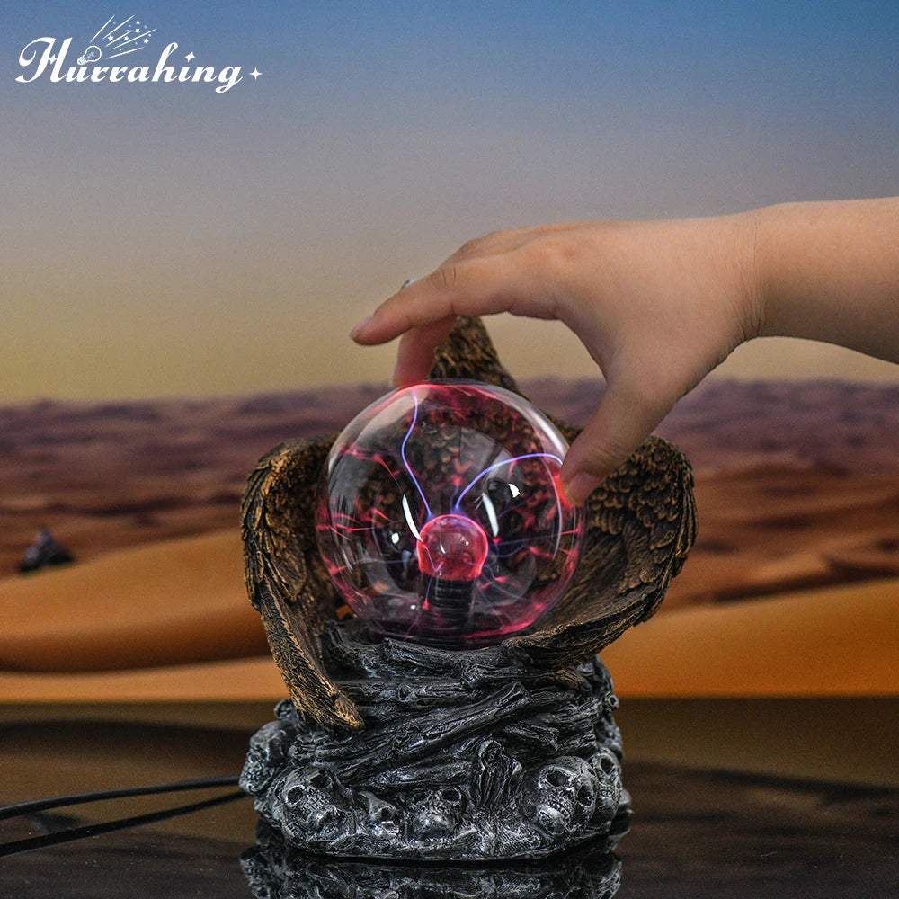 Lâmpada de plasma de cristal de águia americana, bola de vidro de 4 espaços