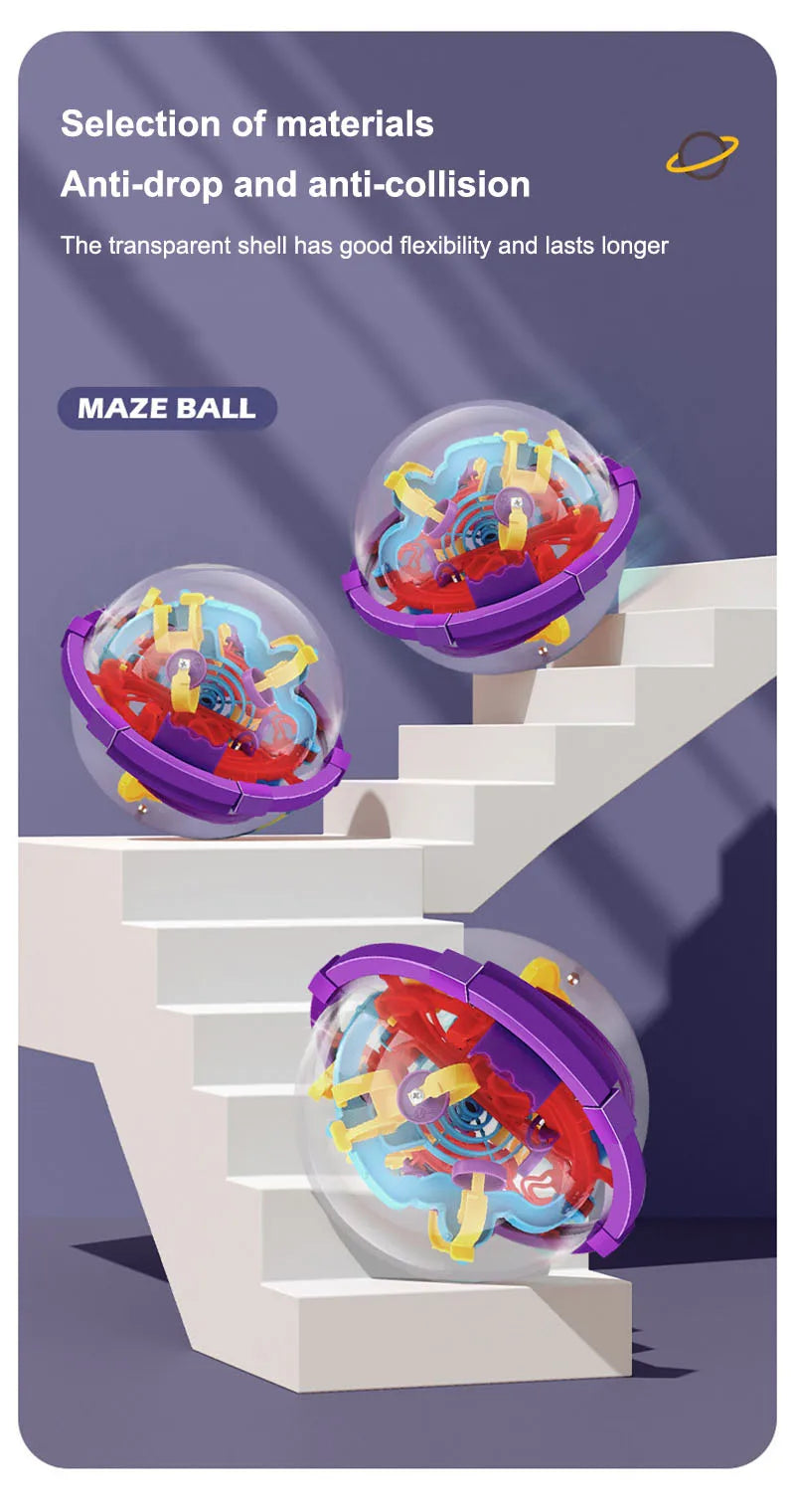 100 Bola mágica de intelecto 3D quebra-cabeça Bola labirinto esfera globo brinquedos
