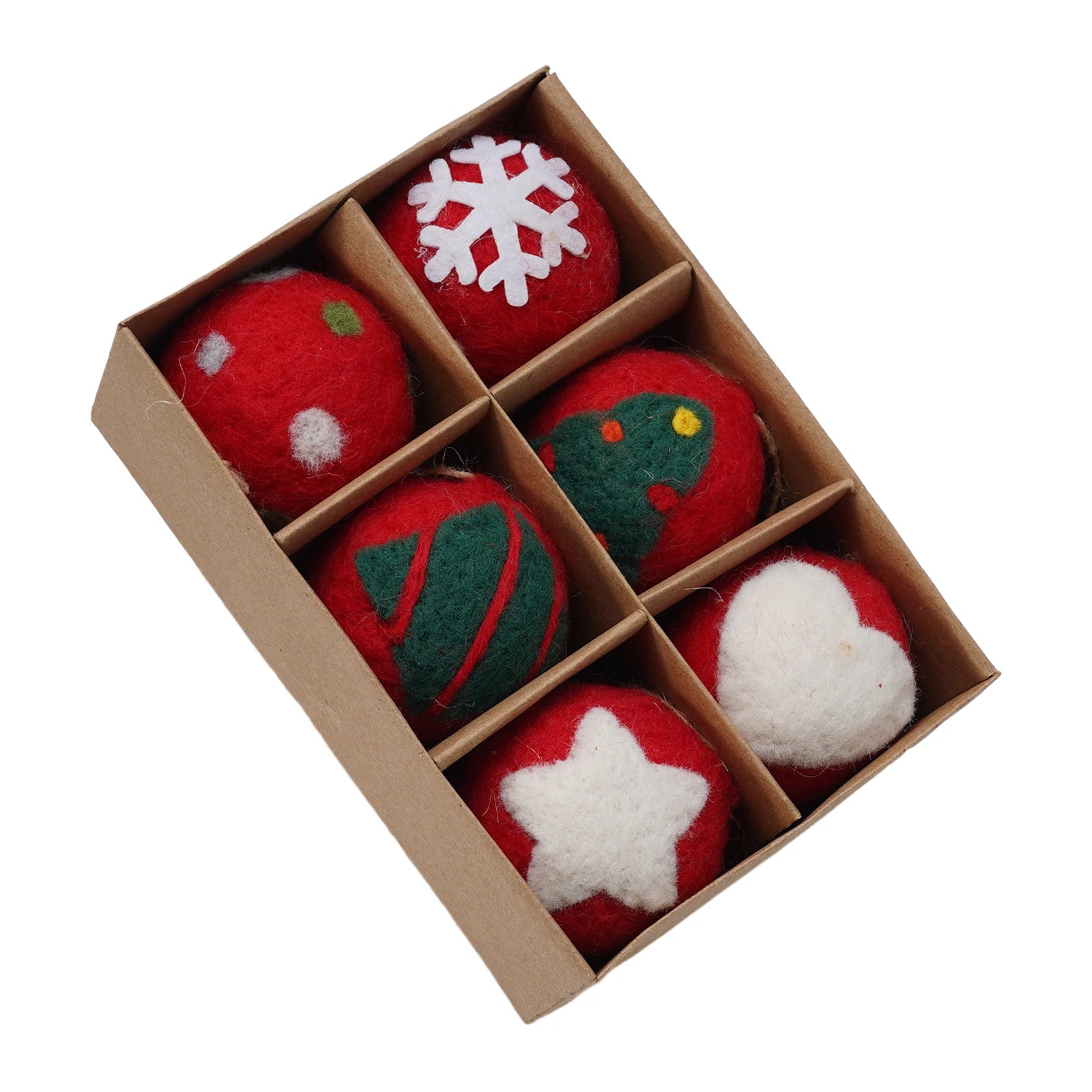 6/36 pçs bolas de natal bola de feltro de lã globo de neve decorações de árvore