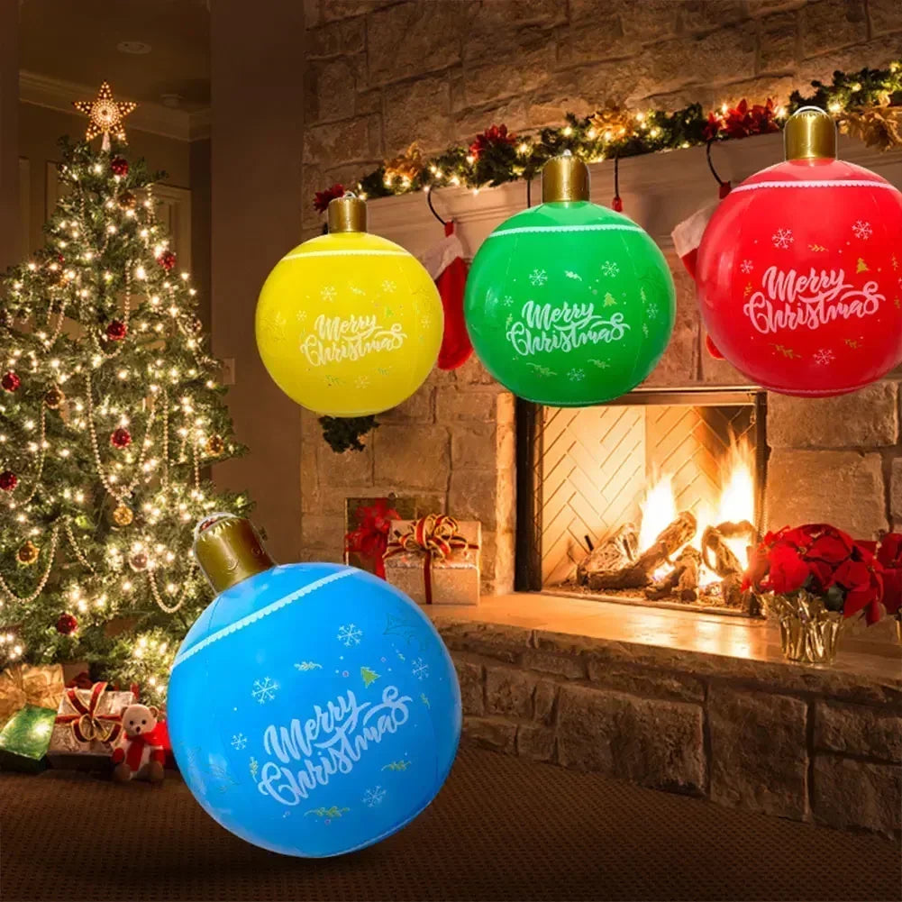 1 pçs 60cm grandes bolas de natal pvc bolas de plástico infláveis gigantes de árvore de natal