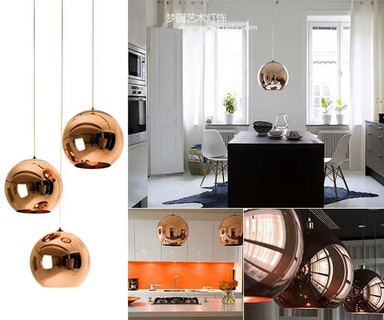 Lustre de bola de vidro criativo restaurante café bar estação corredor bola lustre lâmpada
