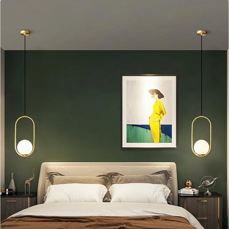 Bola vidro luzes pingente bronze preto ouro prata lâmpada decoração