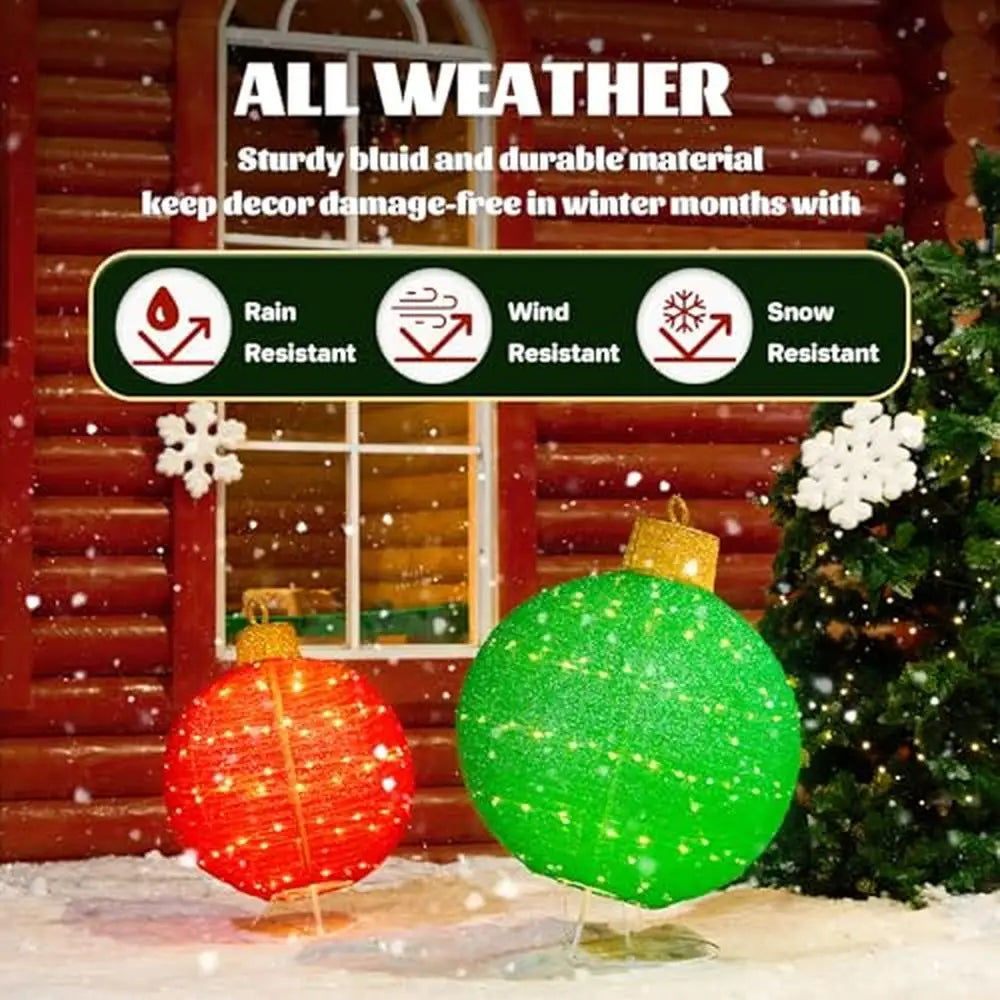 Conjunto de enfeites de natal iluminados ao ar livre com 180 luzes LED 8 funções pop-up grandes decorações de bola