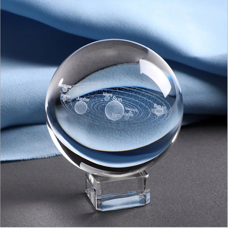 Bola de cristal 3d 6/8cm, sistema solar, astronomia, presente, esfera decorativa