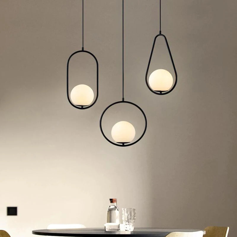 Bola vidro luzes pingente bronze preto ouro prata lâmpada decoração