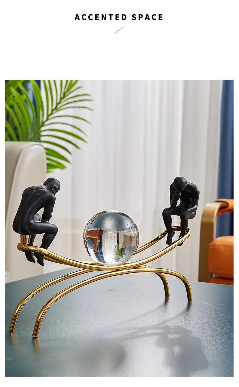 Bola de cristal meditador estátua artesanato decoração