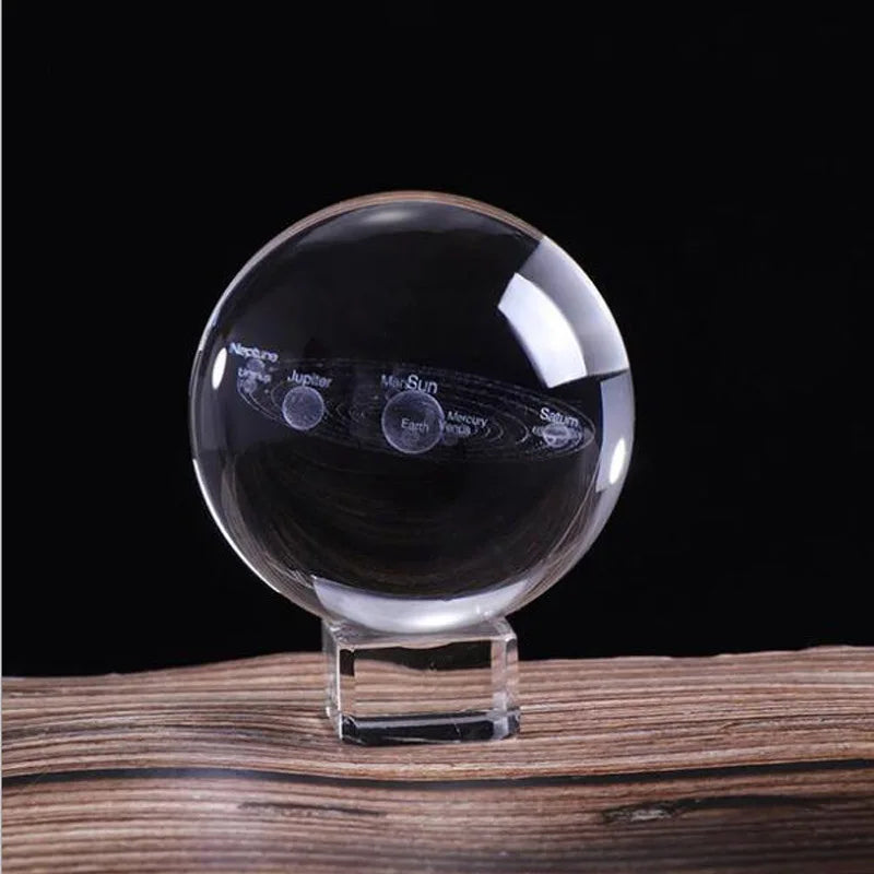 Bola de cristal 3d 6/8cm, sistema solar, astronomia, presente, esfera decorativa