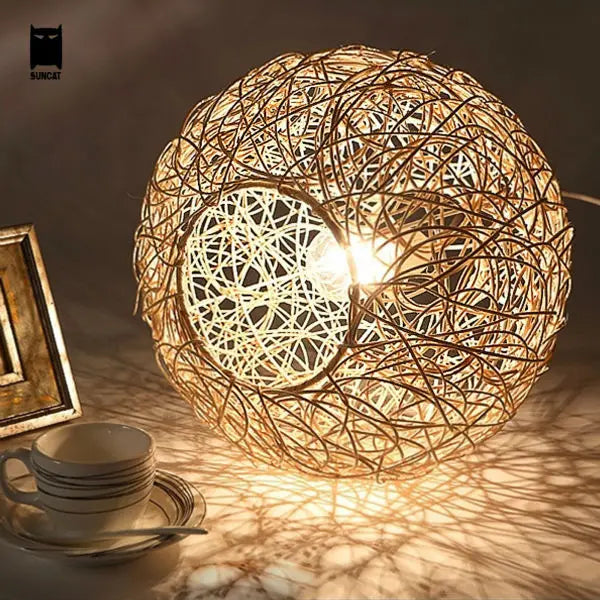 Bola vime rattan  globo esfera pingente luminária moderna 30/40/50cm