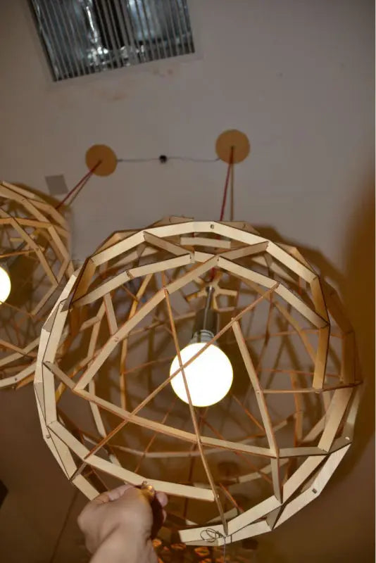 40/50cm de madeira redonda bola globo esfera pingente luminária