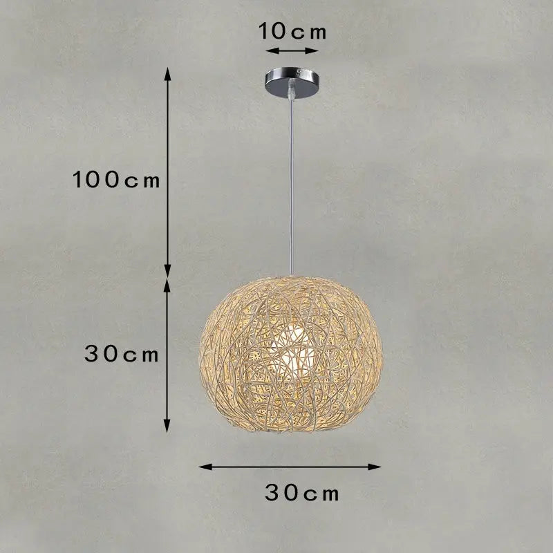 Bola vime rattan  globo esfera pingente luminária moderna 30/40/50cm