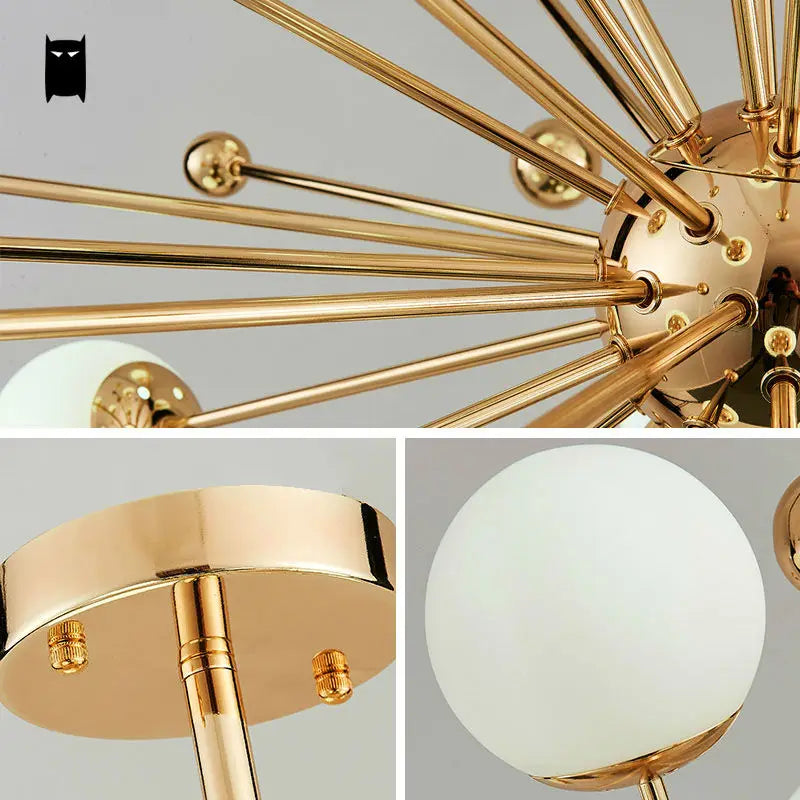 Bola de vidro Ouro ferro esfera globo lustre luminária contemporânea