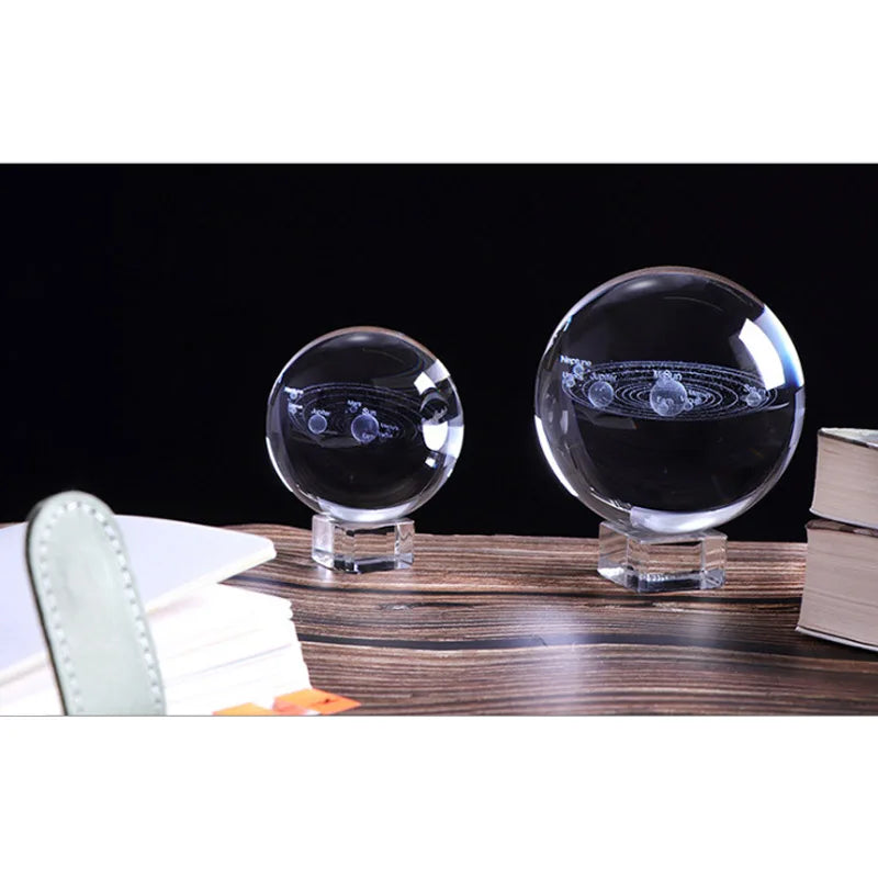 Bola de cristal 3d 6/8cm, sistema solar, astronomia, presente, esfera decorativa