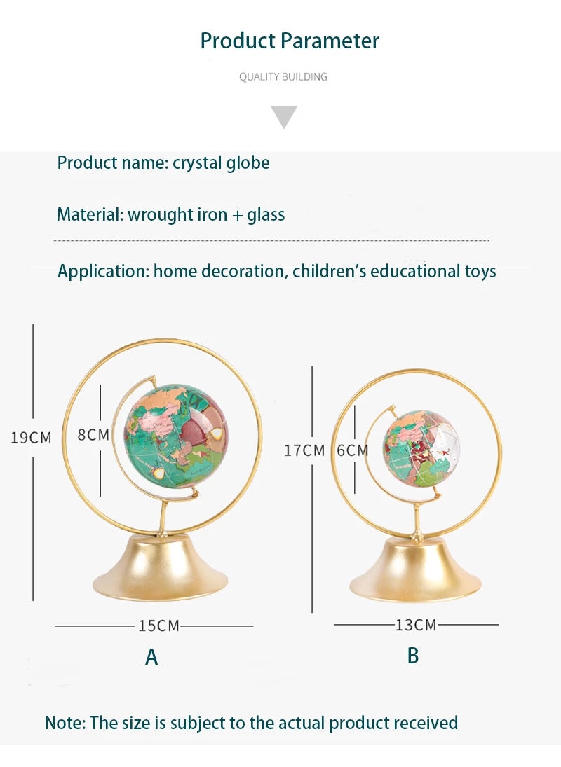 Bola de vidro de cristal globo mundial modelo mapa do mundo para esfera fotografia decoração