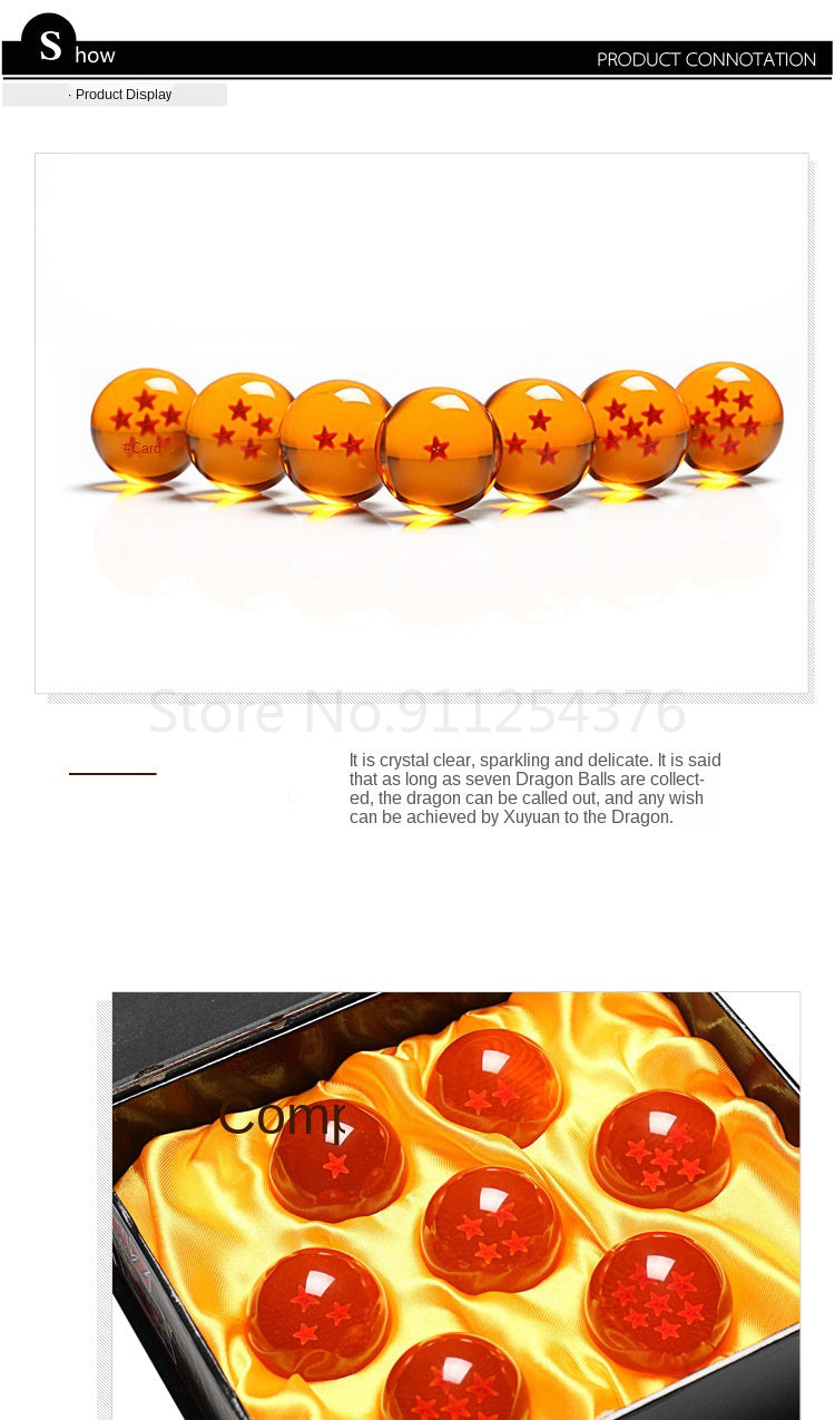 7 estrelas bola de cristal dragon ball todos os tamanhos 3.5cm esfera de resina