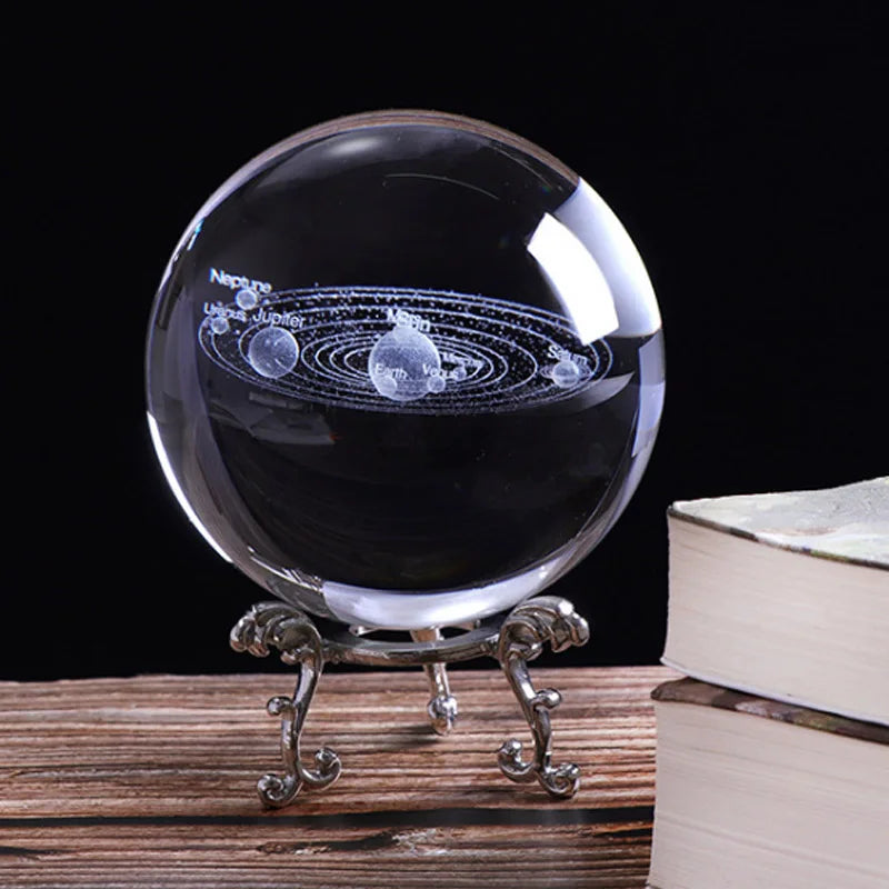 Bola de cristal 3d 6/8cm, sistema solar, astronomia, presente, esfera decorativa