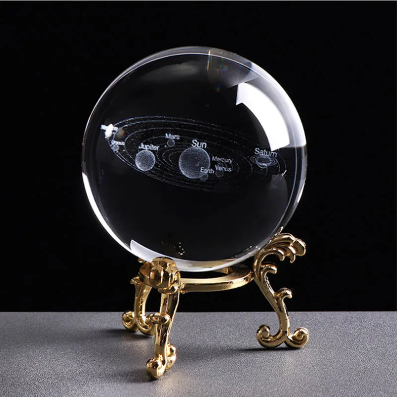 Bola de cristal 3d 6/8cm, sistema solar, astronomia, presente, esfera decorativa