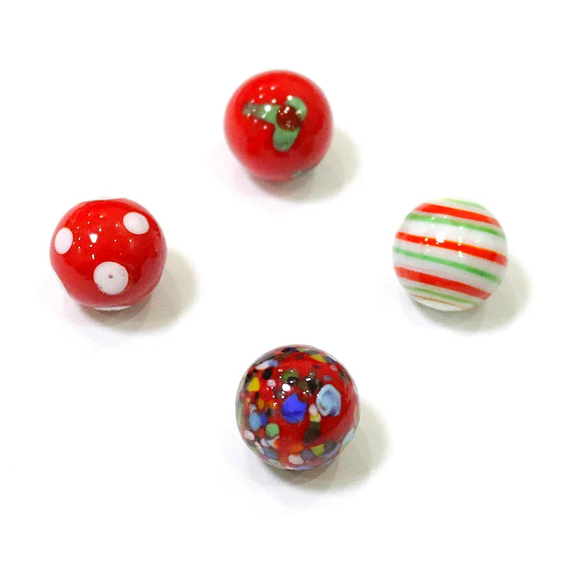 4 pçs 16mm colorido estilo  mármores de vidro murano bola encantos ornamentos