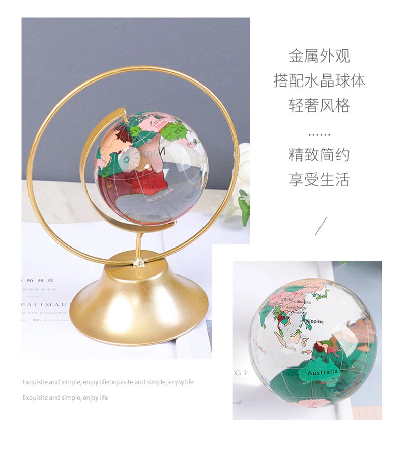 Bola de vidro de cristal globo mundial modelo mapa do mundo para esfera fotografia decoração