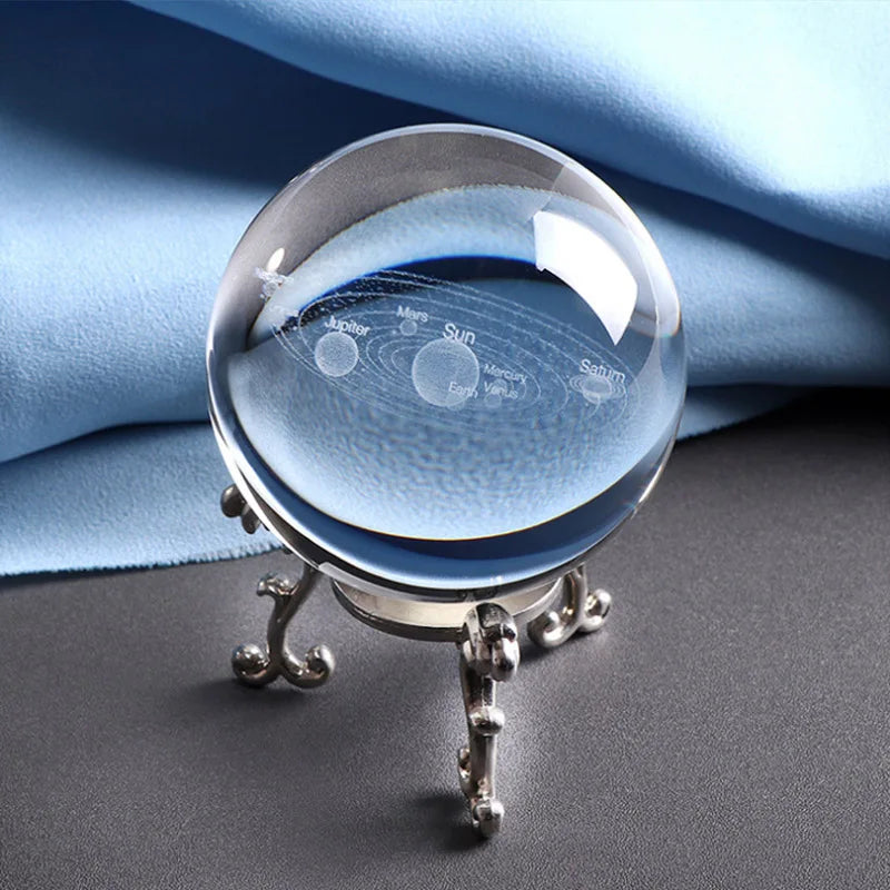 Bola de cristal 3d 6/8cm, sistema solar, astronomia, presente, esfera decorativa