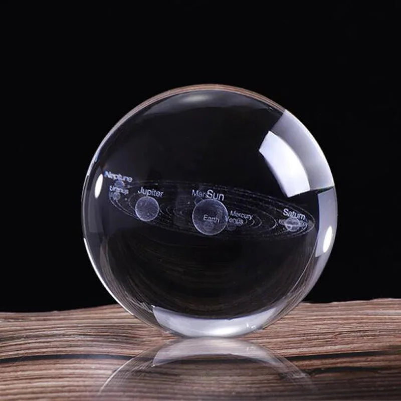 Bola de cristal 3d 6/8cm, sistema solar, astronomia, presente, esfera decorativa