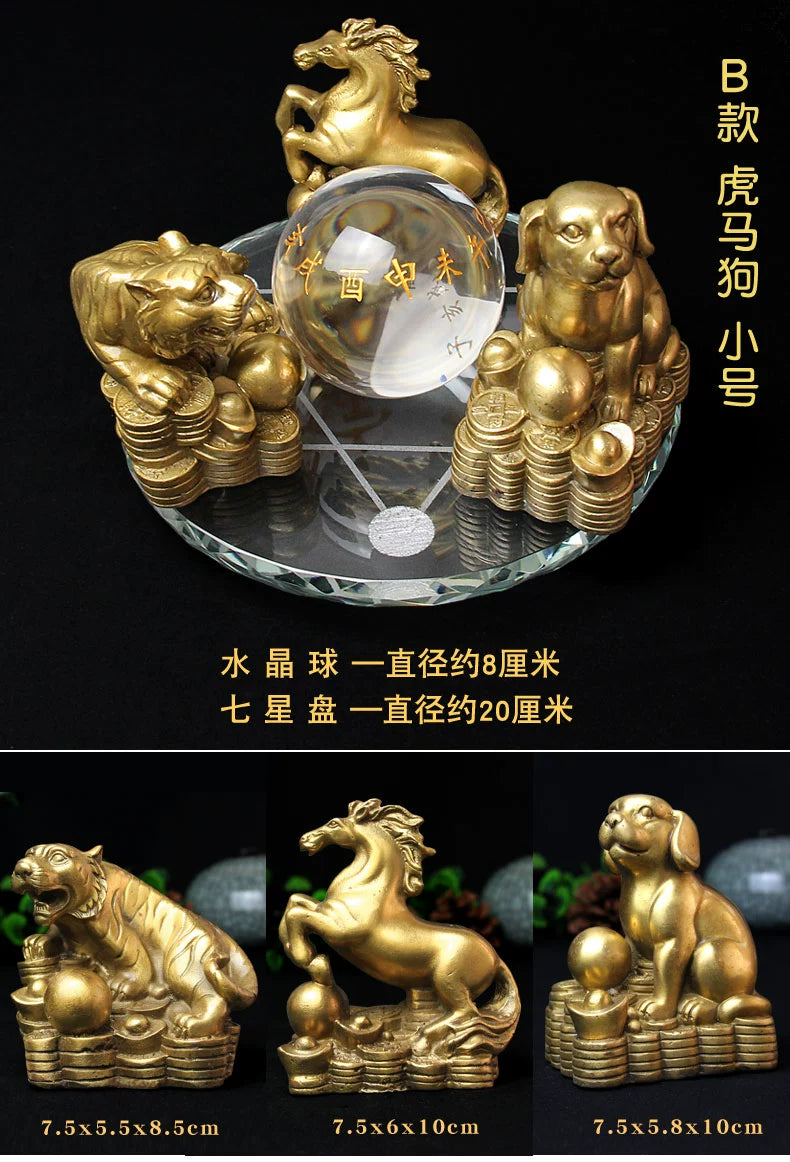 Nova decoração de bola de cristal três em um, tigre, cavalo e cachorro, coelho.