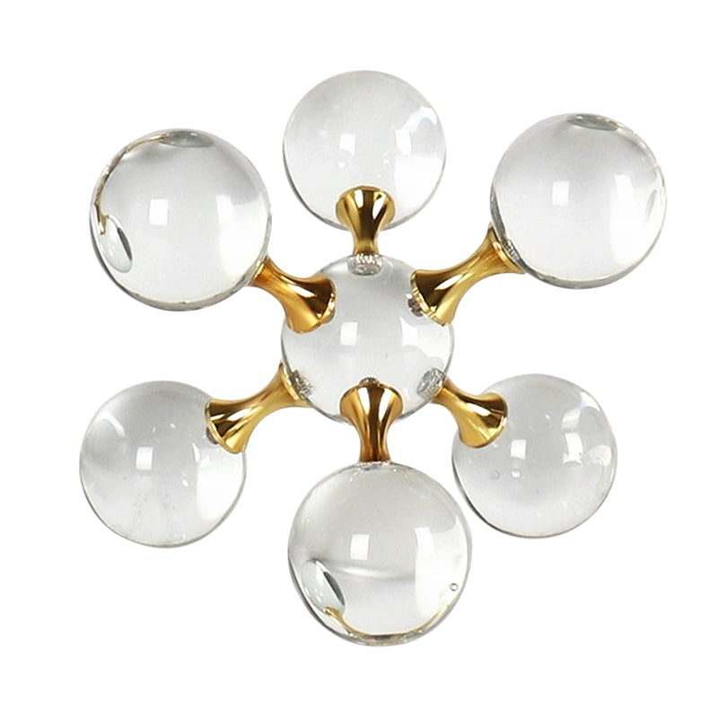 Luz moderna de luxo geométrica cruz metal cristal bola