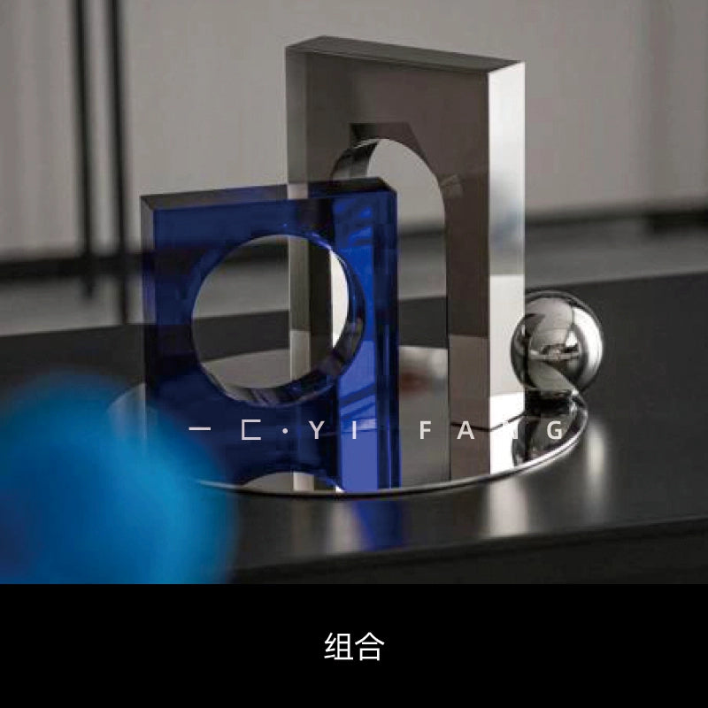 Esfera de quarto moderno e minimalista, ornamento de estudo para sala de estar com cristal azul