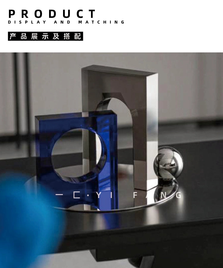 Esfera de quarto moderno e minimalista, ornamento de estudo para sala de estar com cristal azul