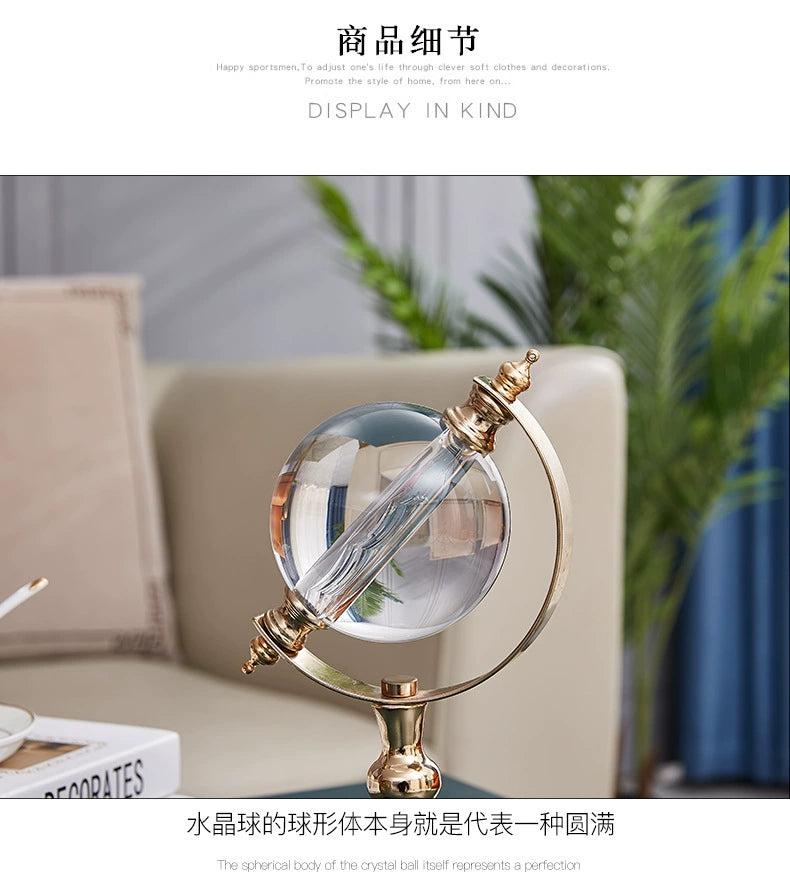 Decoração de sala de estudo em estilo europeu, armário de vinho, bola de cristal de luxo