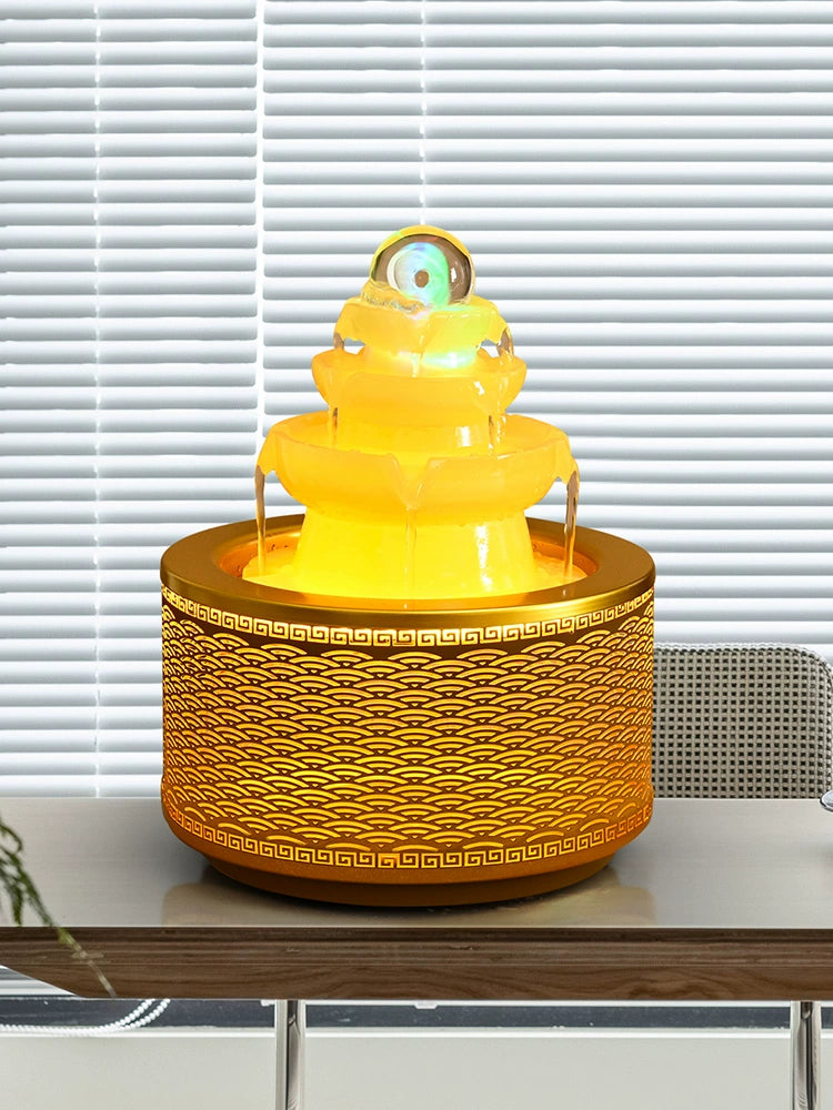 Ornamentos de água corrente invertida Boa sorte vem na altura da bola Água