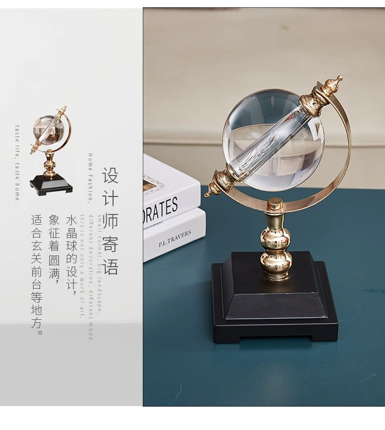 Decoração de sala de estudo em estilo europeu, armário de vinho, bola de cristal de luxo