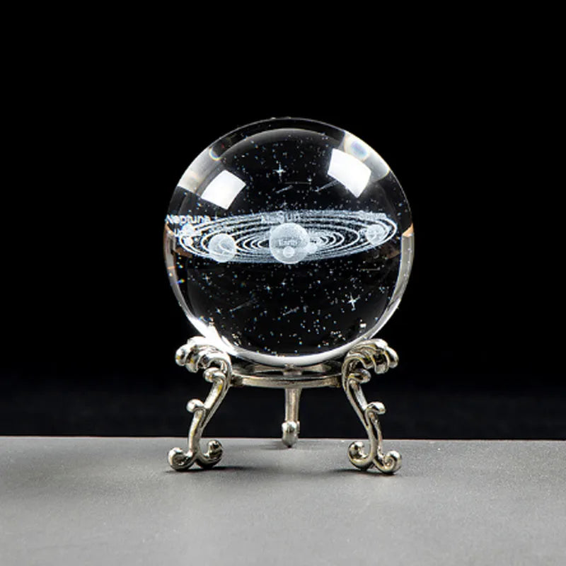 Bola de cristal 3d 6/8cm, sistema solar, astronomia, presente, esfera decorativa