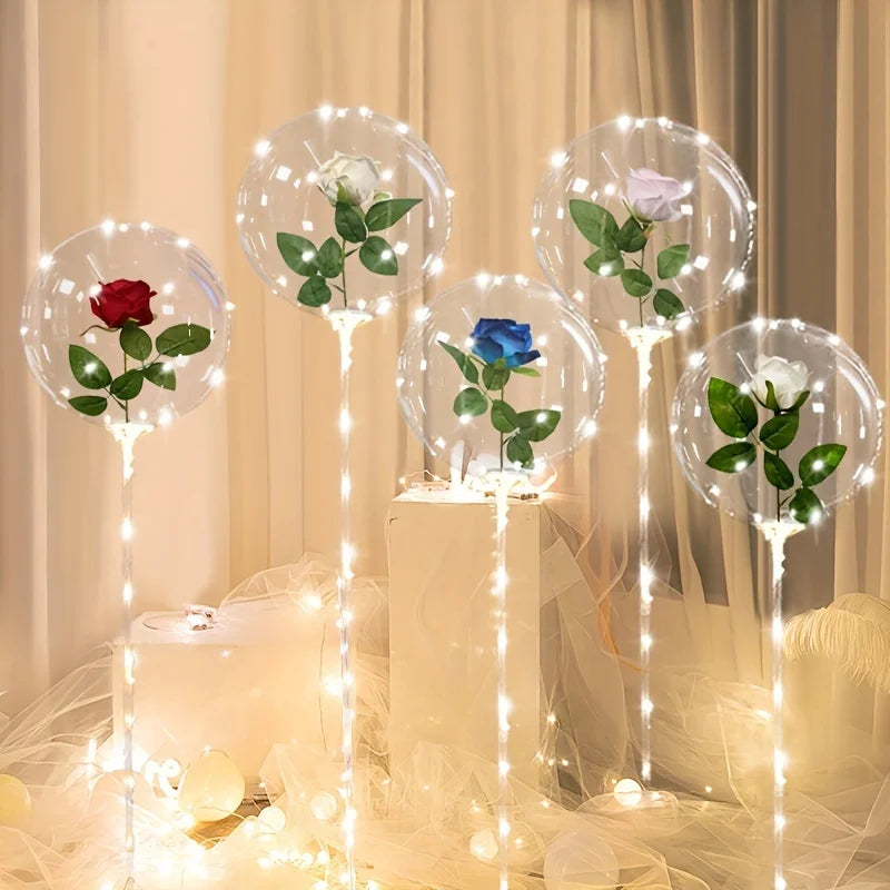 4 pçs Bola simulação rosa led luz corda decoração de casamento aniversário