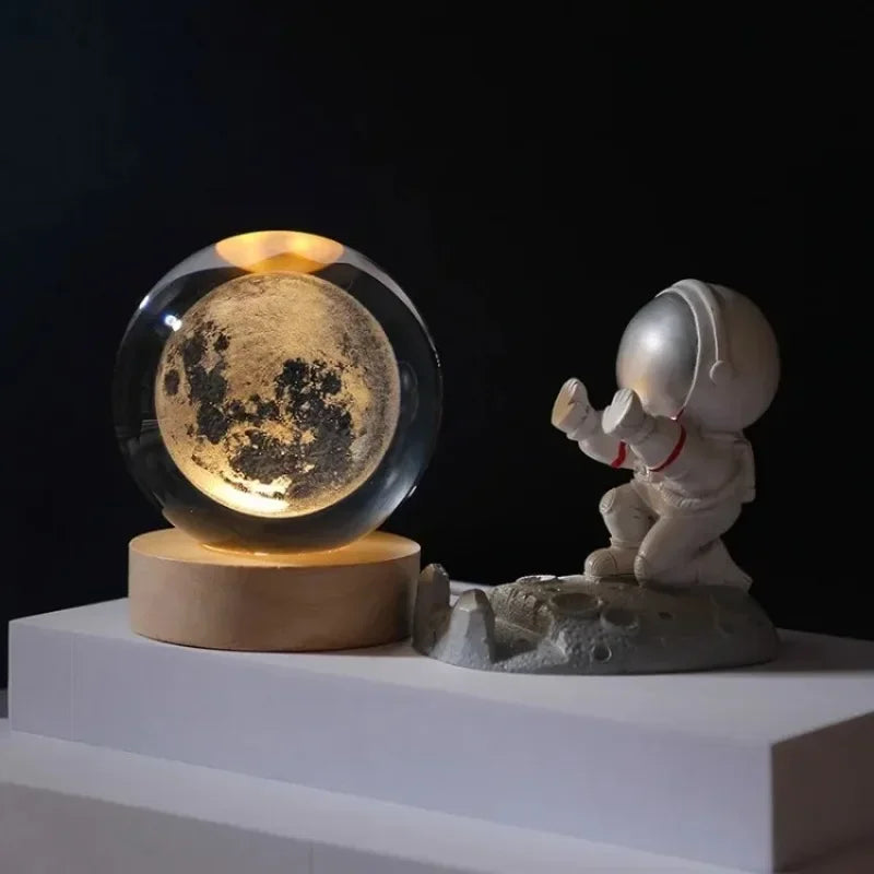 Sistema solar 3D bola de cristal luminosa saturno planetas esfera de vidro bolas decorativas