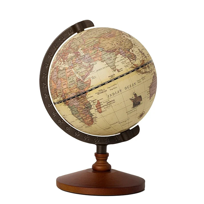 Globo de Terra Vintage Geografia Globo Do Mapa Decoração de Madeira Enfeites para Casa e Escritório 5 polegadas