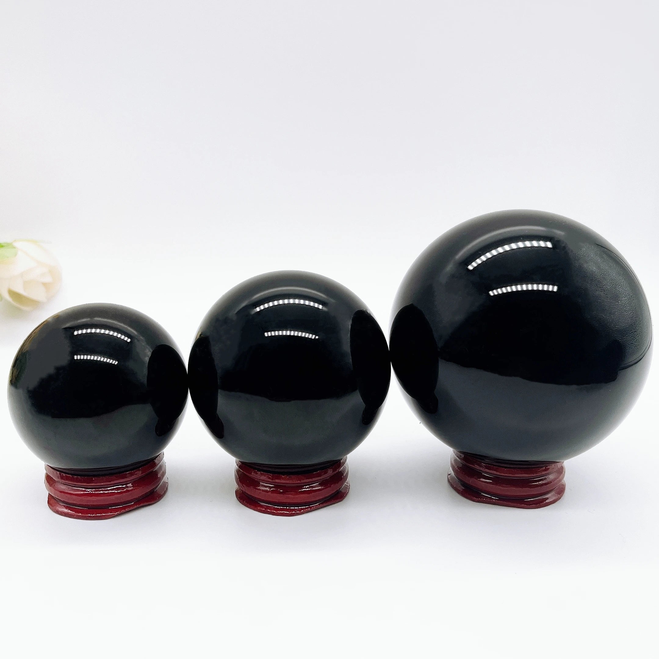 Esfera de obsidiana preta natural, bola mágica de quartzo de cristal