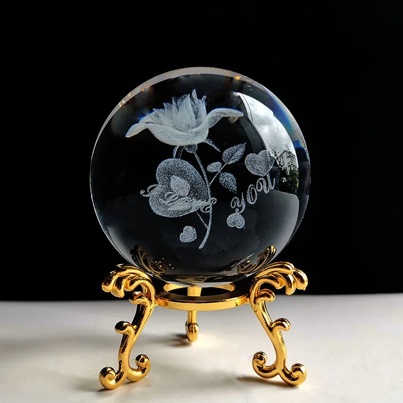 Bola de cristal 3d laser gravado esfera de vidro 60cm